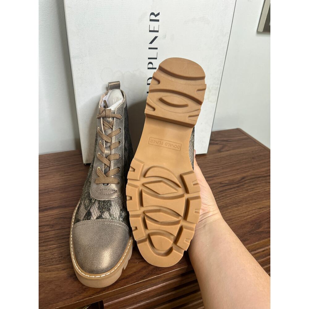 NEW Donald Pliner Eliaa Light Bronze Lace Lug Sole Boots sz 9.5 Boho Glam Sheer - Picture 9 of 11